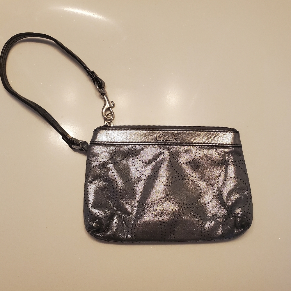 Coach pewter wristlet